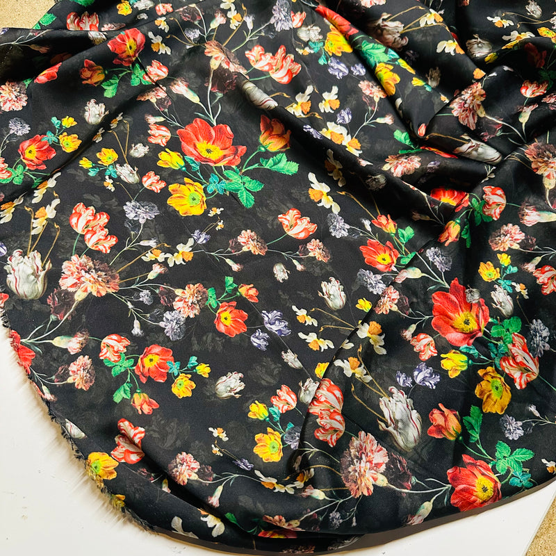 Silky Floral Fabric | Silk Imitation