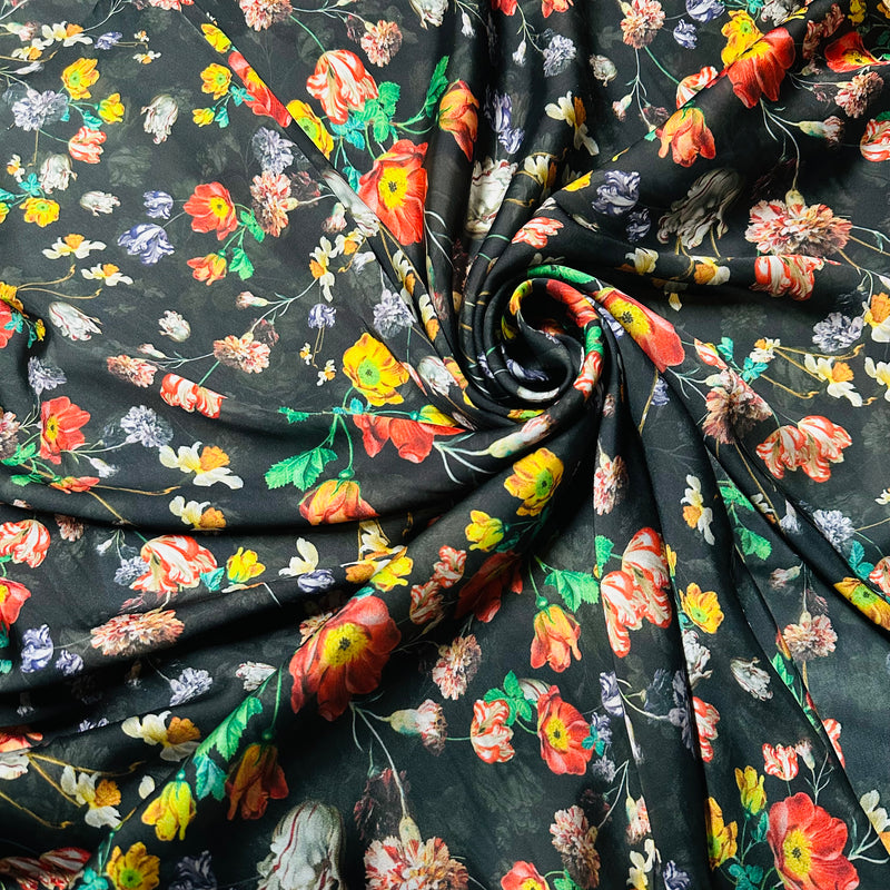 Silky Floral Fabric | Silk Imitation