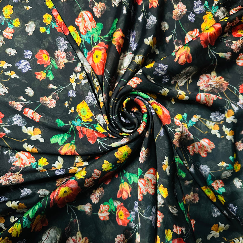 Silky Floral Fabric | Silk Imitation