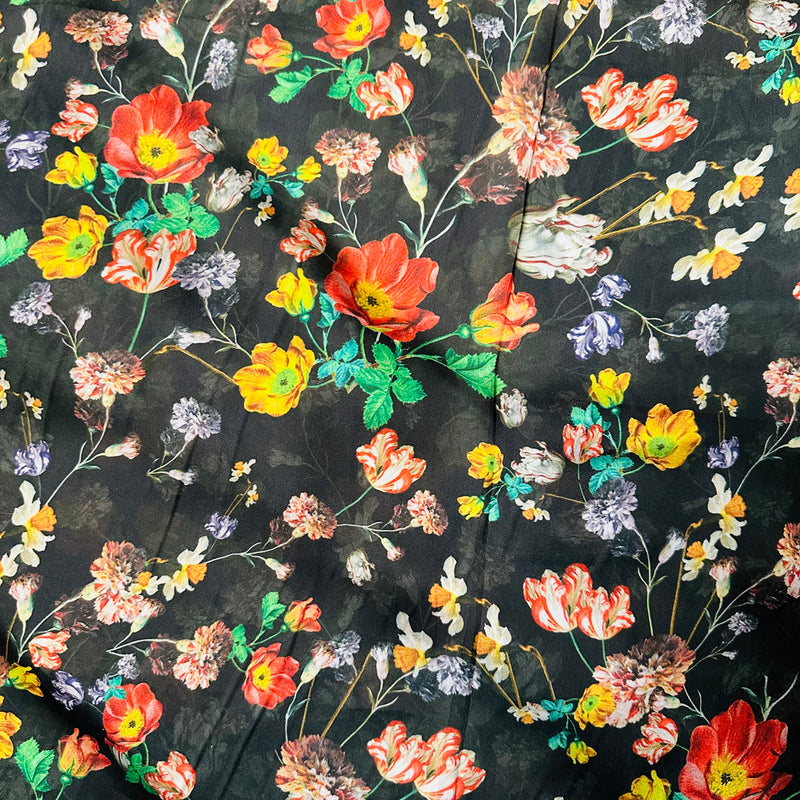 Silky Floral Fabric | Silk Imitation